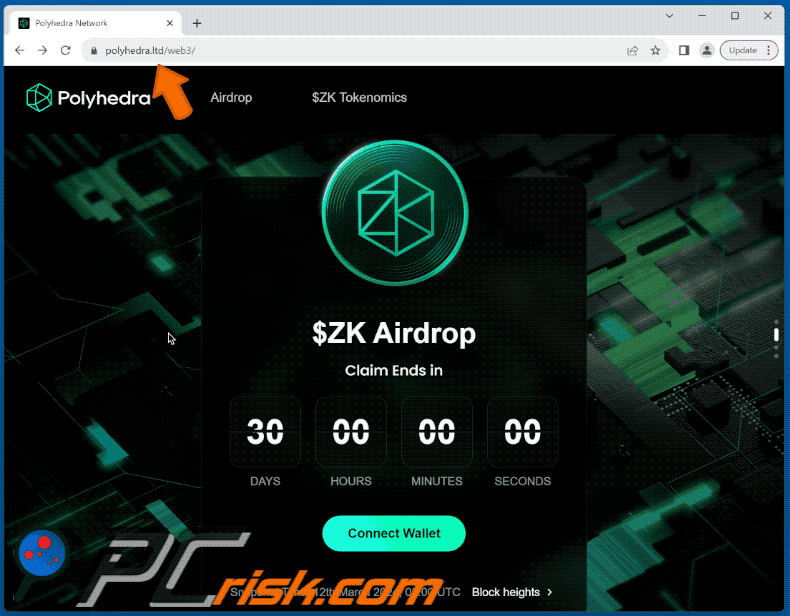 Appearance of Polyhedra Network $ZK Airdrop scam (GIF)