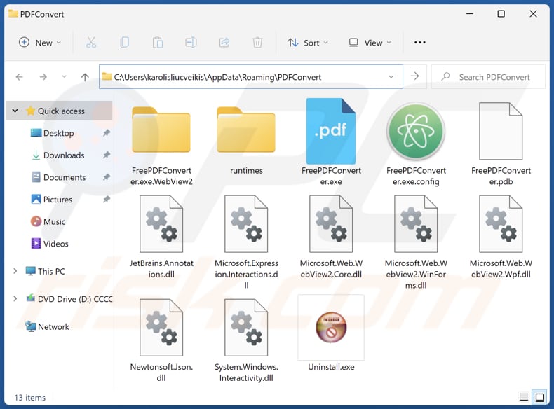 Free PDF Convert unwanted application installation folder