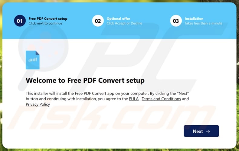 Free PDF Convert PUA installation setup
