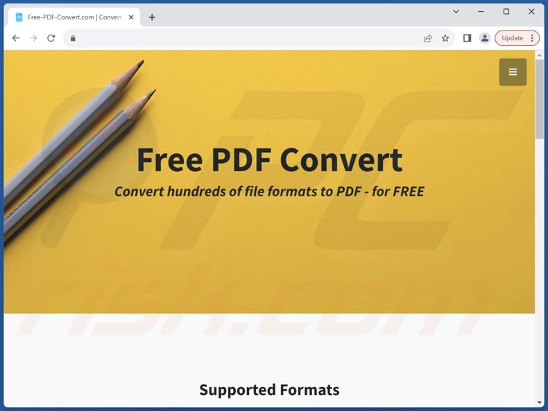 Website used to promote Free PDF Convert PUA