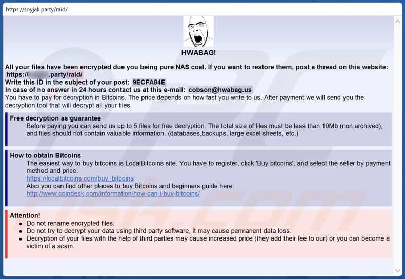 HWABAG ransomware pop-up