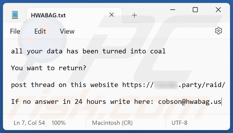 HWABAG ransomware text file (HWABAG.txt)