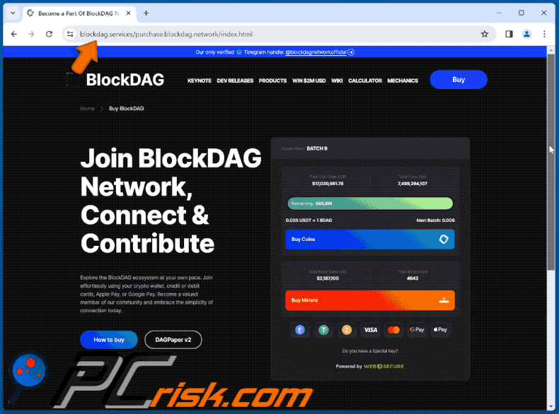Appearance of Join BlockDAG Network scam