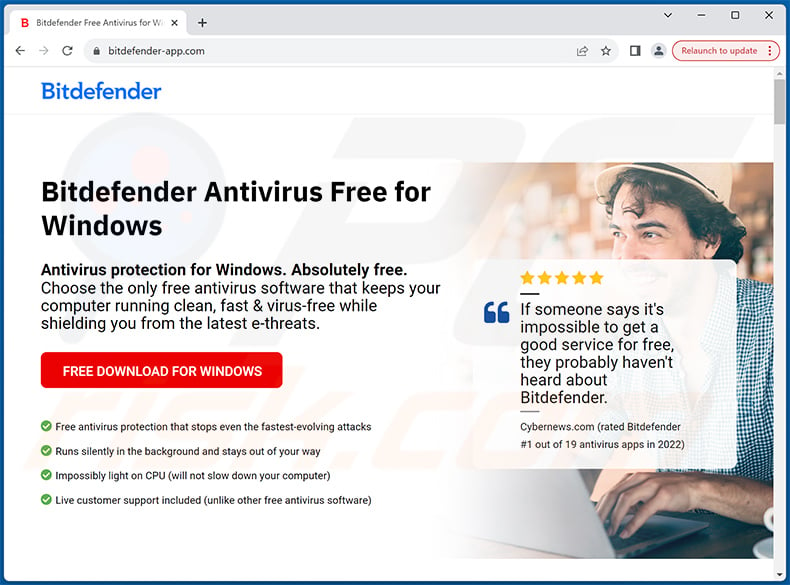 Fake Bitdefender download website (bitdefender-app[.]com) used to spread Lumma stealer