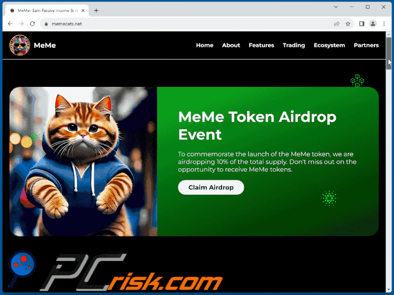 Appearance of MeMe Token Airdrop scam