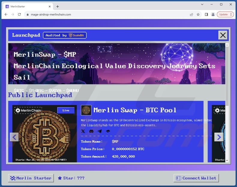 Merlin Swap Airdrop scam