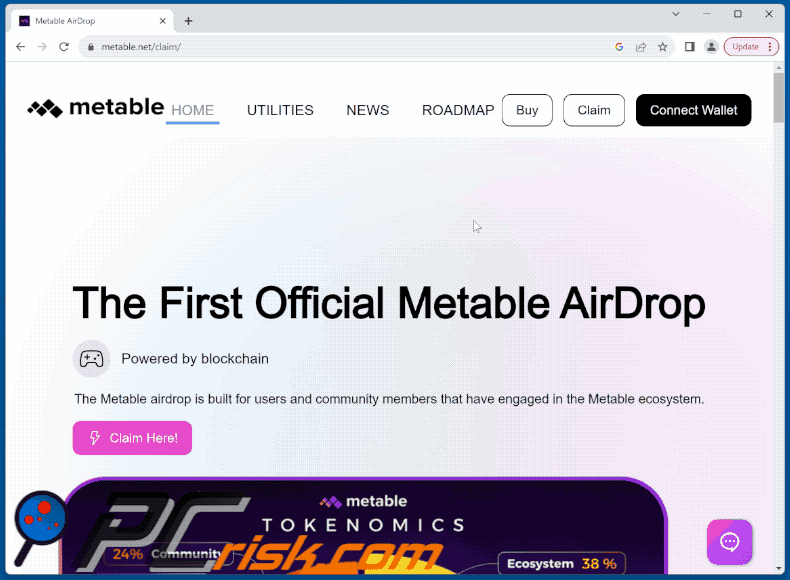 Appearance of Metable AirDrop scam (GIF)