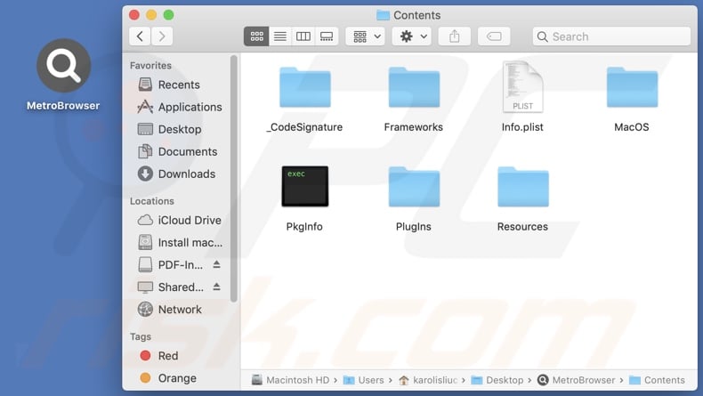 MetroBrowser adware install folder