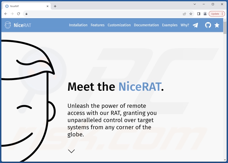 Website used to promote NiceRAT malware