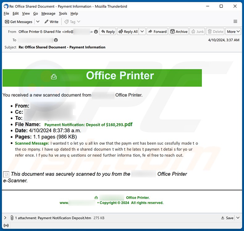Office Printer email scam (2024-04-11)