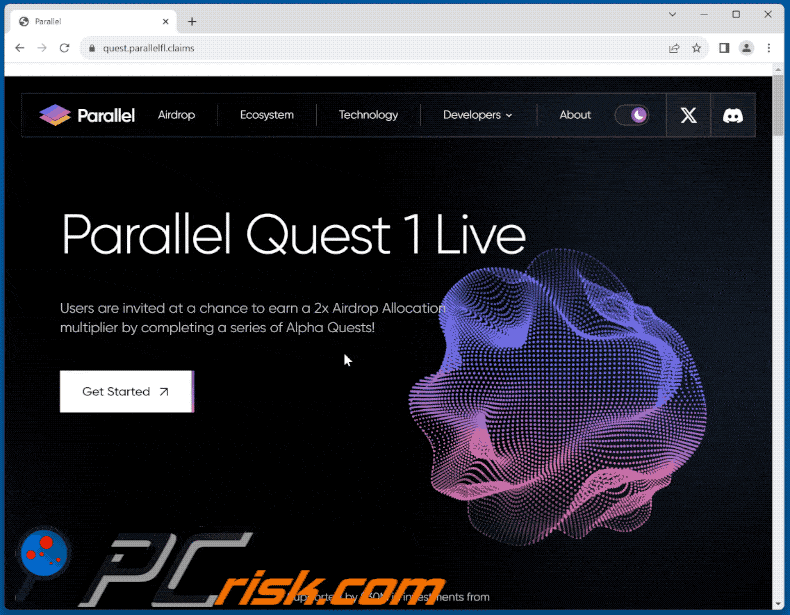 Appearance of Parallel Quest Airdrop scam