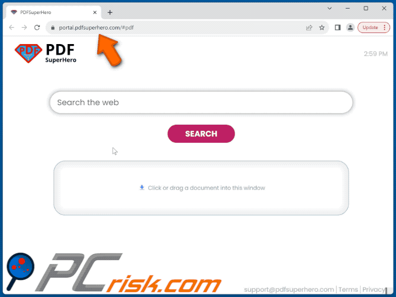 Appearance of PDFSuperHero PUA (GIF)