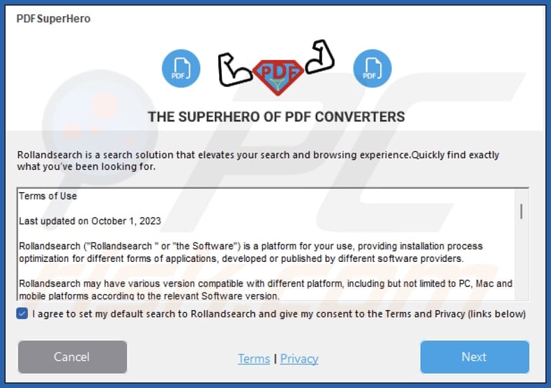 PDFSuperHero PUA installation setup