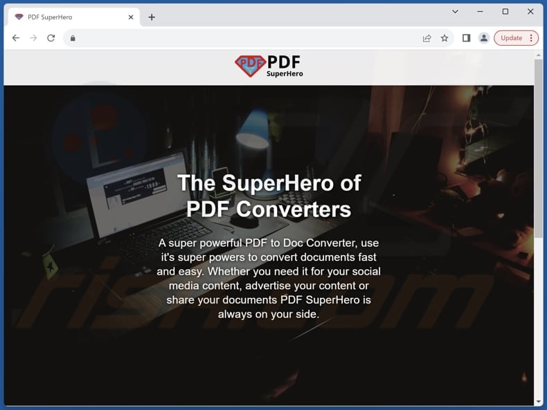 Website used to promote PDFSuperHero PUA