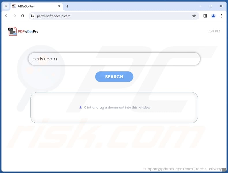 PDFtoDocPro unwanted application promoted fake search engine – portal.pdftodocpro.com