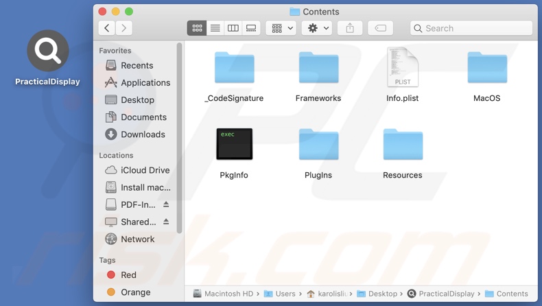 PracticalDisplay adware install folder