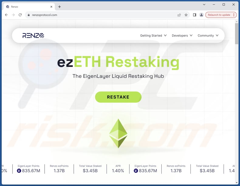Renzo 2x Staking Multiplier scam real website (renzoprotocol.com)