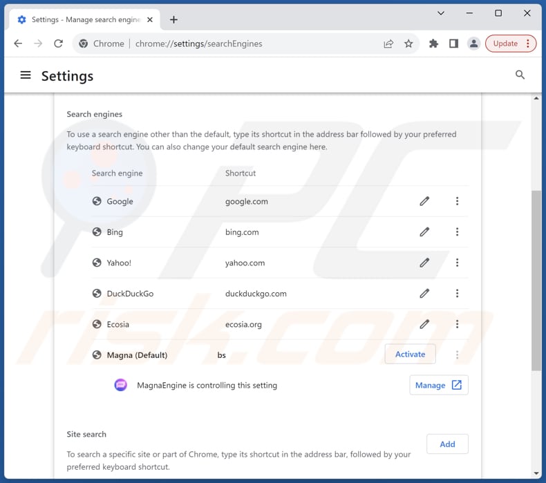 Removing robustsearch.io from Google Chrome default search engine