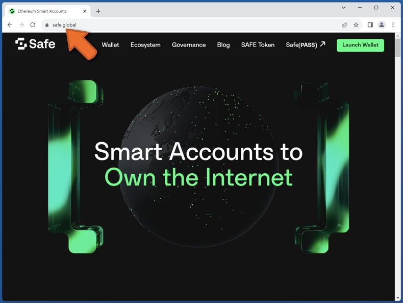 Appearance of the real Safe website (safe.global)