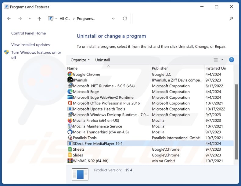 SDeck Free MediaPlayer uninstall via Control Panel