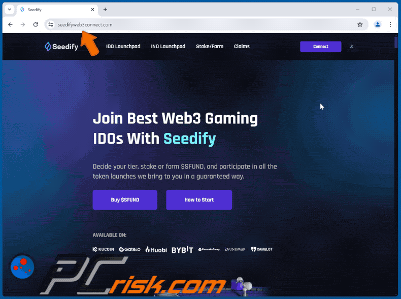 Appearance of Seedify $SFUND scam