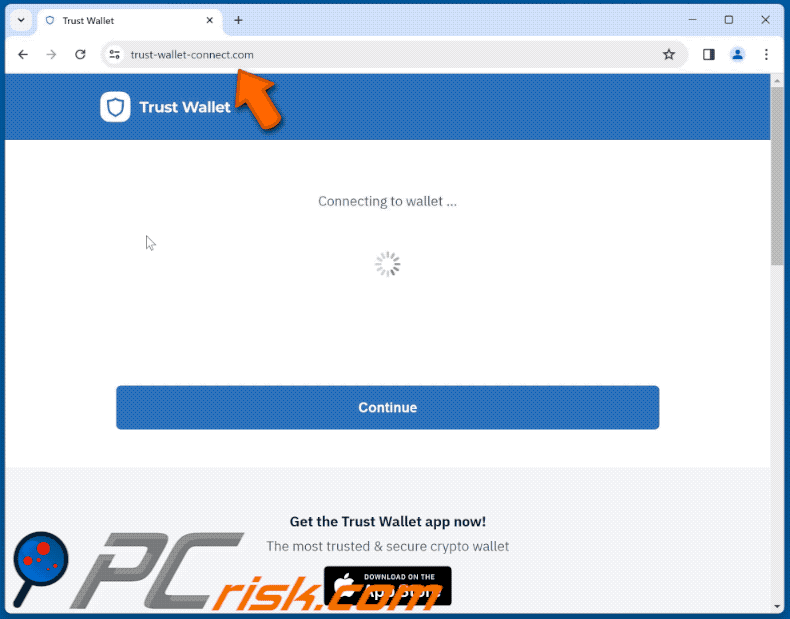 Appearance of Trust Wallet Connect scam (GIF)