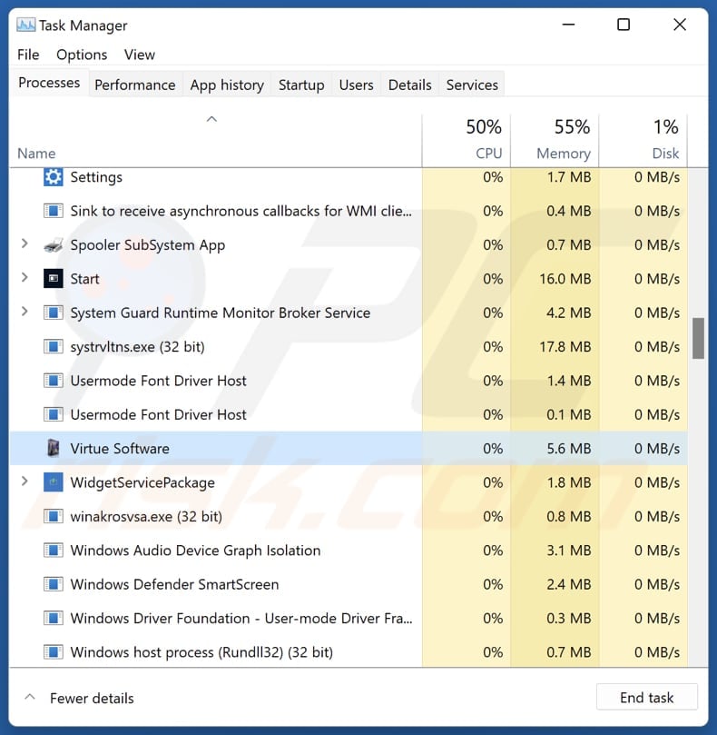 Virtue Software unwanted application