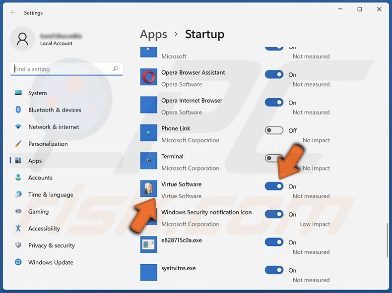 Virtue Software unwanted application removal step 3