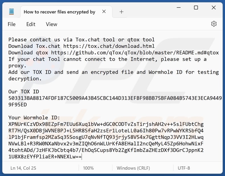 Wormhole ransomware text file (How to recover files encrypted by Wormhole.txt)