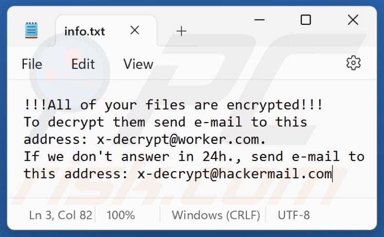 xDec ransomware text file (info.txt)