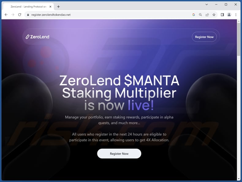 ZeroLegend $MANTA Staking scam