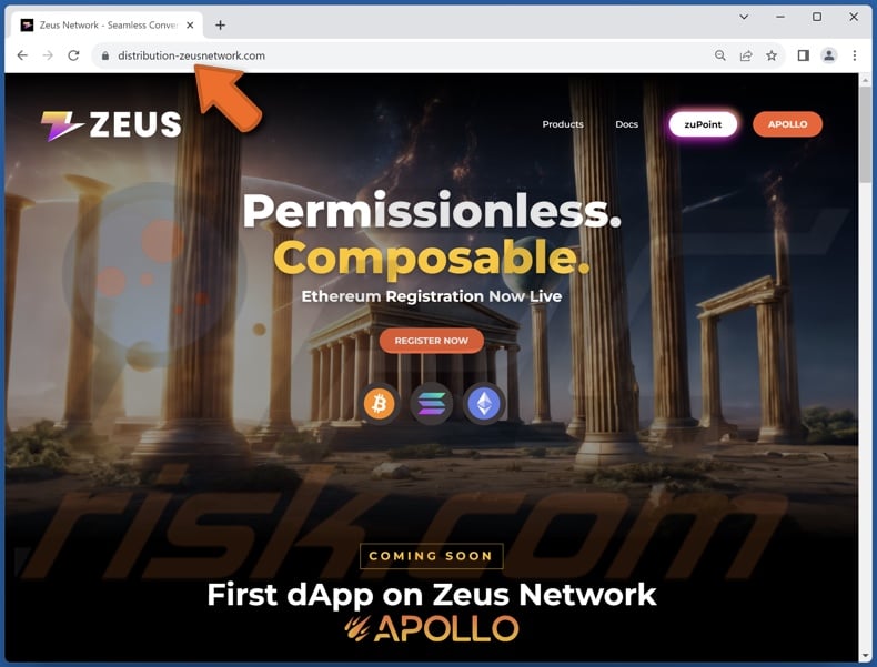 Zeus Network Registration scam
