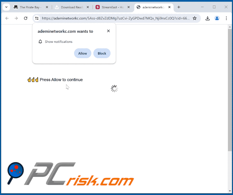 ademinetworkc[.]com website appearance (GIF)