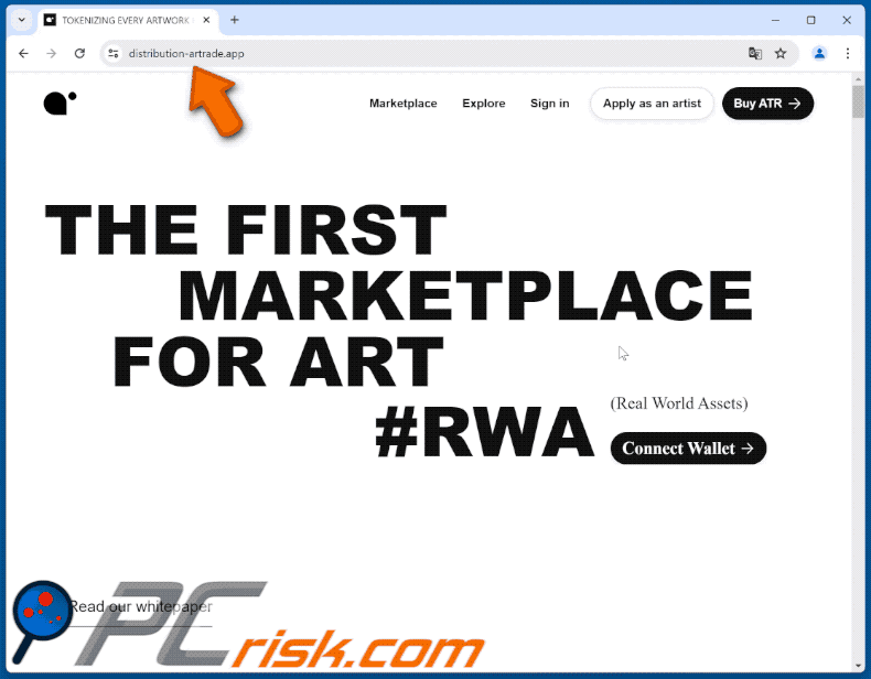Appearance of Artrade #RWA scam (GIF)