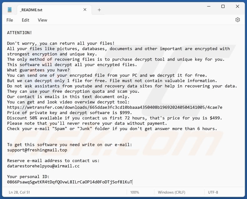 Baaa ransomware text file (_README.txt)