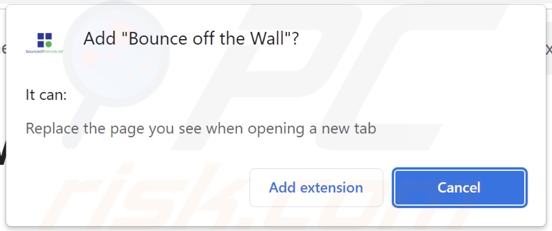 Bounce off the Wall browser hijacker asking for permissions