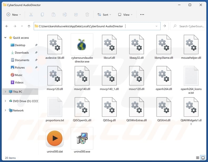 CyberSound AudioDirector unwanted application install folder