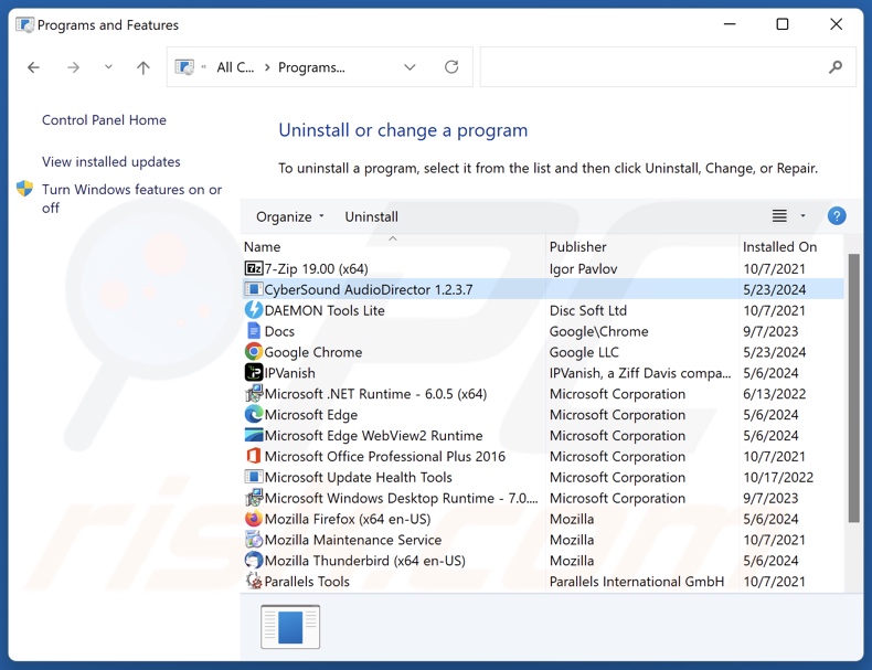CyberSound AudioDirector uninstall via Control Panel