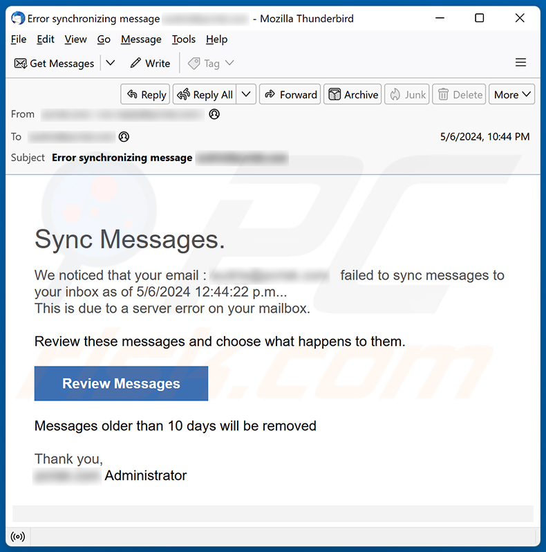 Email Failed To Sync email scam (2024-05-07)