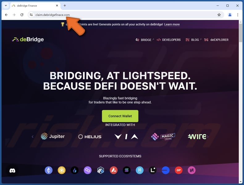 Fake deBridge Website scam