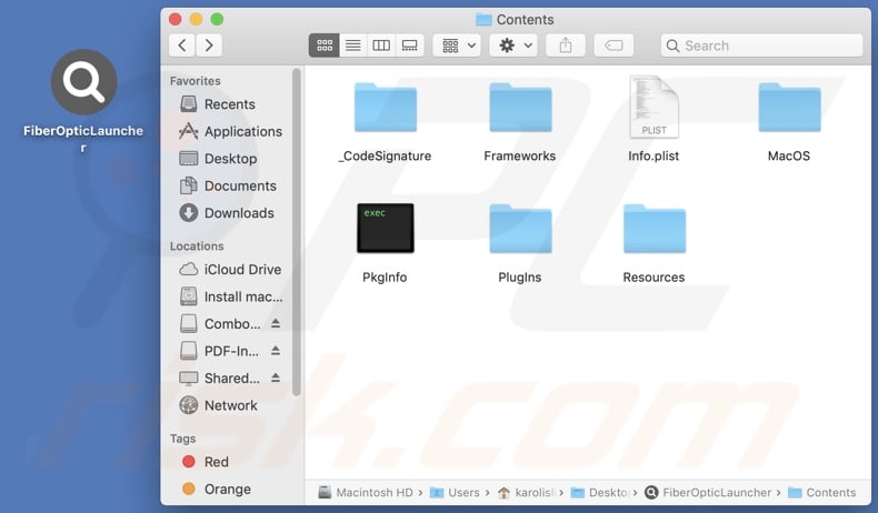 FiberOpticLauncher adware install folder