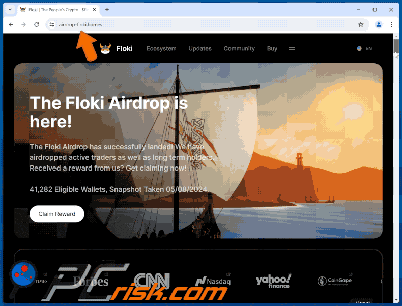 Appearance of Floki Airdrop scam