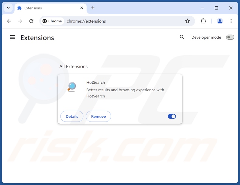 Removing hotsearch.io related Google Chrome extensions