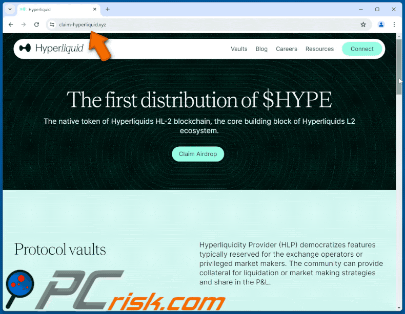 Appearance of Hyperliquid ($HYPE) Airdrop scam