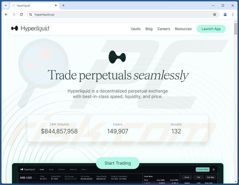 Hyperliquid hype airdrop scam real page (hyperliquid.xyz)