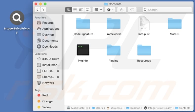 IntegerDrivePrivacy adware installation folder