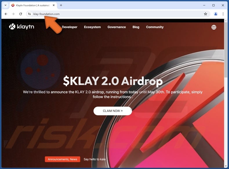 Klaytn ($KLAY) Airdrop scam