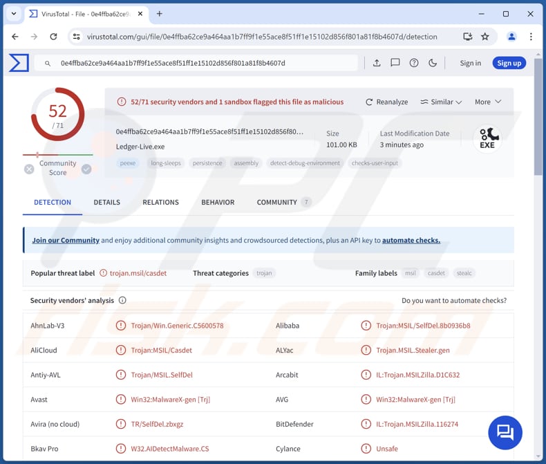 Ledger wallet stealer malware