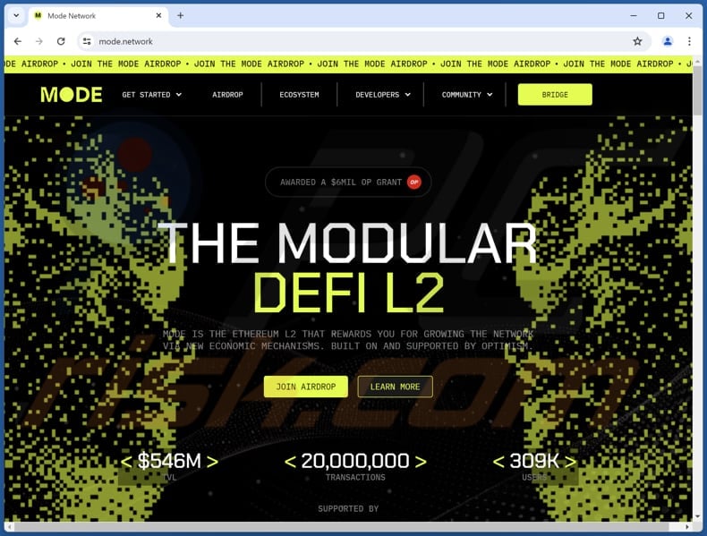 MODE Airdrop scam real website (mode.network)
