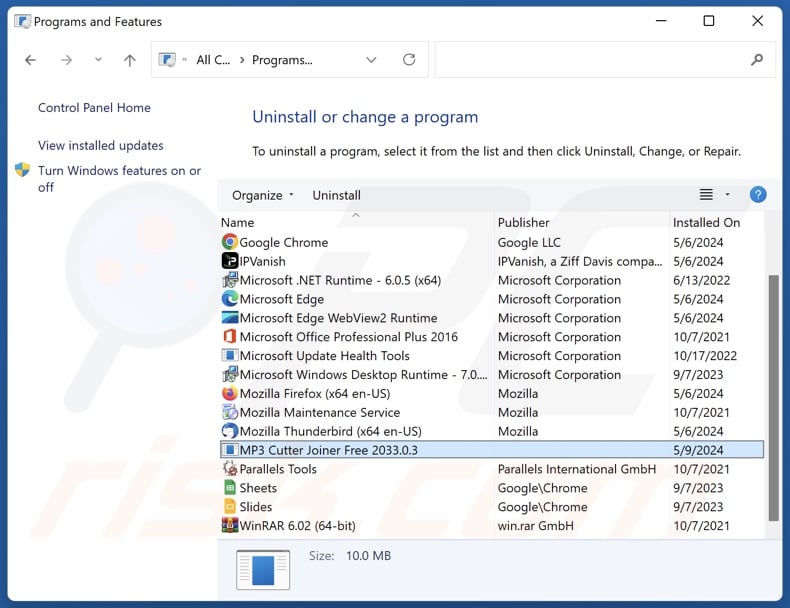 MP3 Cutter Joiner Free uninstall via Control Panel